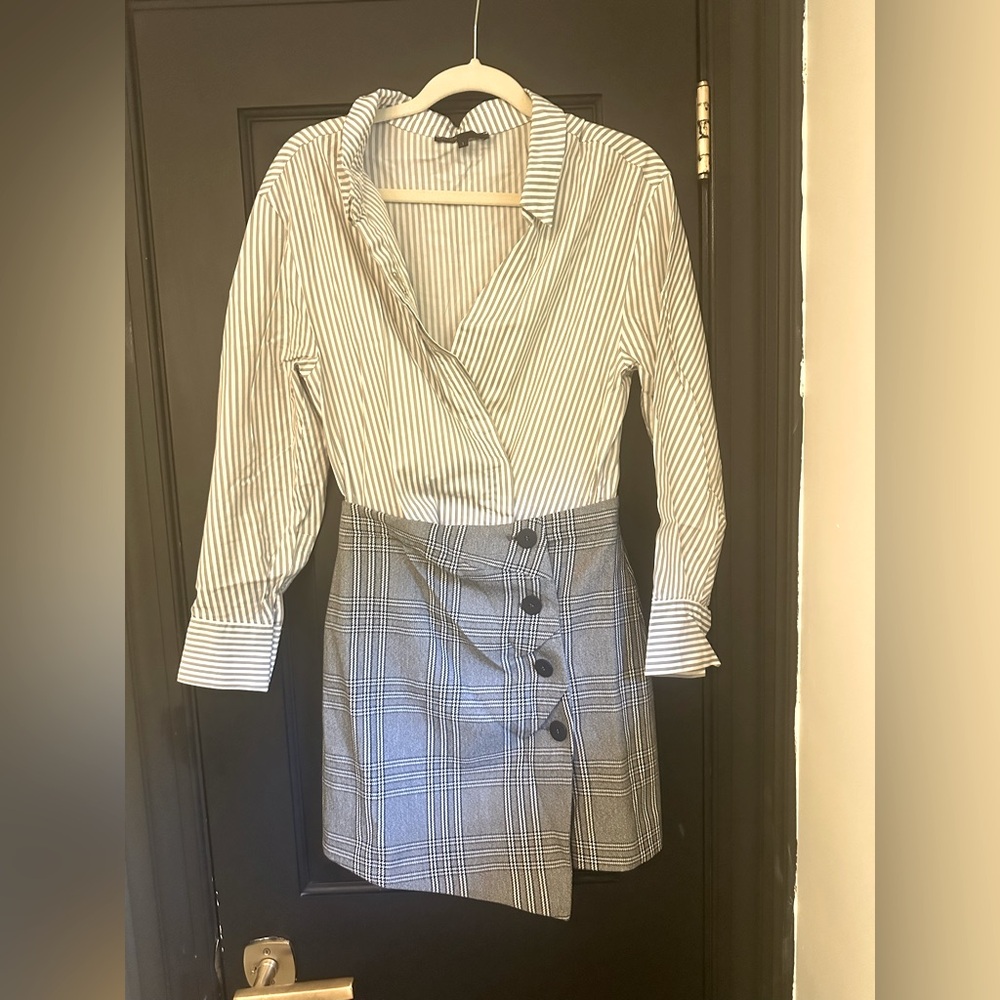 Maje dress - Striped and Plaid Button-Down Dress